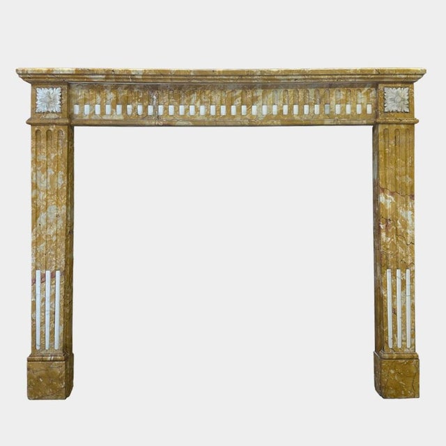 Gold Antique French Siena Marble Fireplace Mantel, 1780 For Sale - Image 8 of 9
