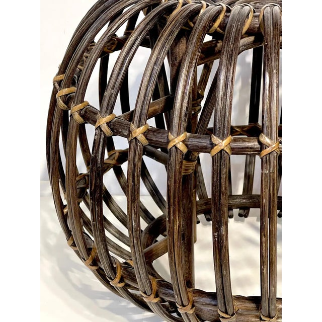 Mid 20th Century Mid 20th Century Stained Rattan, Reed & Willow Pouf/ Ottoman For Sale - Image 5 of 6