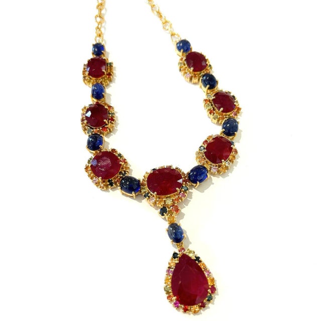 Bochic "Baroque" Ruby, Blue Sapphire & Multi Sapphire In 18K Gold and silver For Sale - Image 4 of 18