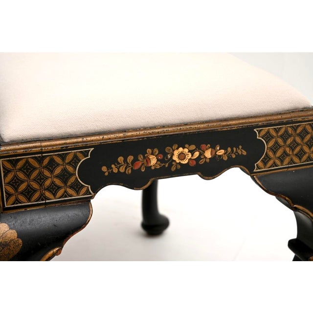 Textile Antique Lacquered Chinoiserie Stool, 1900 For Sale - Image 7 of 11