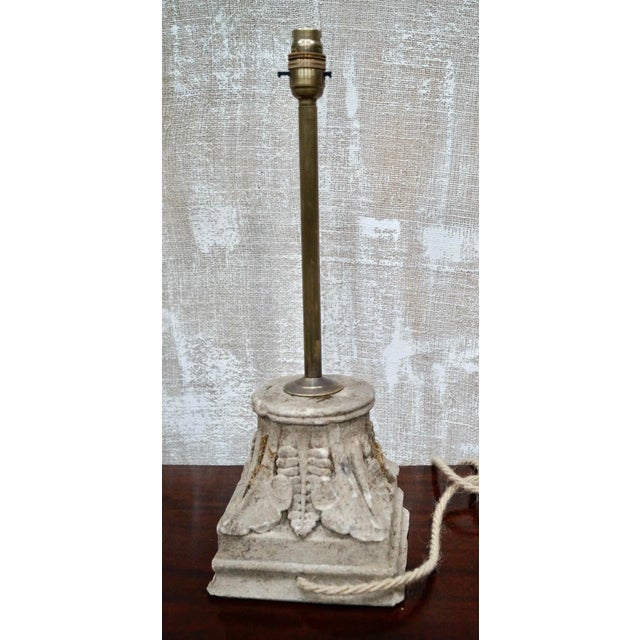 Antique Sandstone Corinthian Capital Table Lamps, 1910s, Set of 2 For Sale - Image 4 of 14