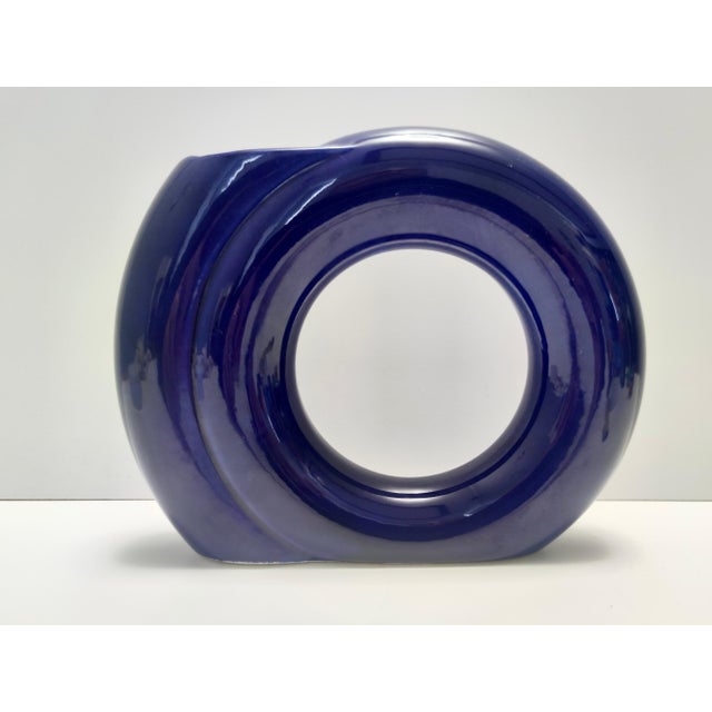 Vintage Blue Glazed Ceramic Vase by Pietro Arosio for Parravicini, Italy, 1970s For Sale - Image 10 of 10