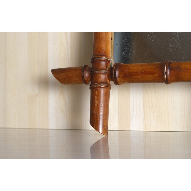 Small French Style Wall Mirror in Faux Bamboo, 1920s For Sale - Image 3 of 9