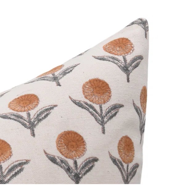 Fabdivine Throw Pillow Cover 18x18 Inch Handmade Block Print - Genda Pushp For Sale - Image 4 of 5