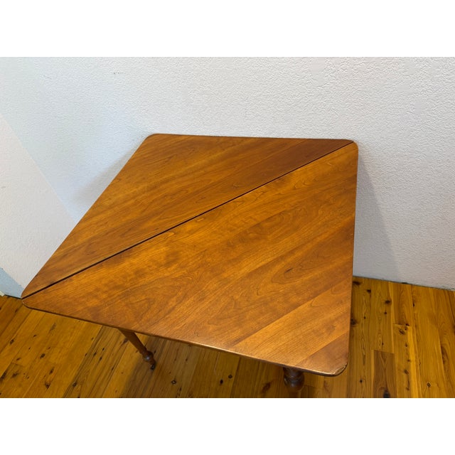 Wood 1960s Harden Furniture Solid Cherry Drop Leaf Napkin Table For Sale - Image 7 of 9