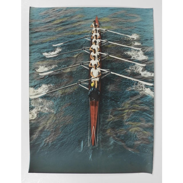 Early 20th century colortone advertising photograph of an eight man scull rowing team. Unsigned. Unframed, edge and corner...