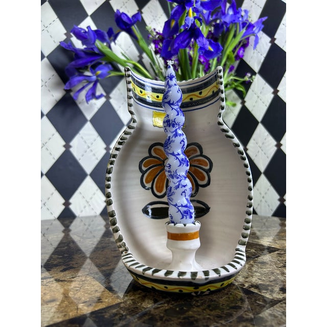 La Menora Talavera Spanish Hand-Painted Ceramic Wall Candle Sconce For Sale - Image 12 of 12