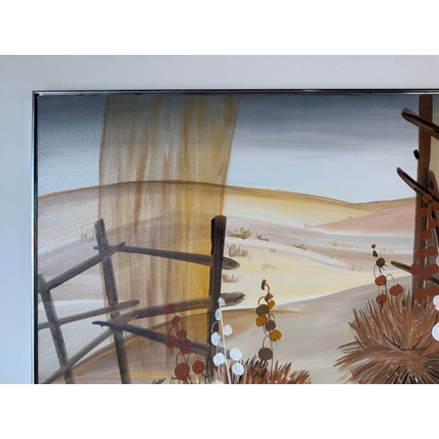 Metal Large - 1970s C. Frederick Impressionist Desert Landscape Oil on Canvas Painting, Framed For Sale - Image 7 of 12