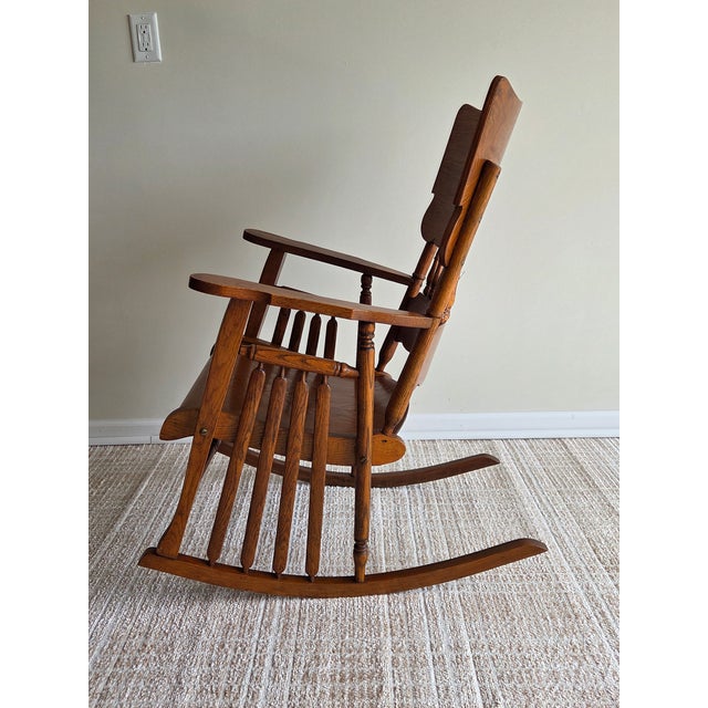 Victorian Late Victorian Oak Rocking Chair, Early 20th Century For Sale - Image 3 of 5