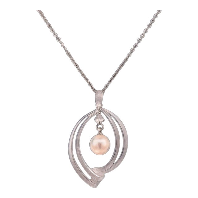 Late 20th Century Mikimoto Estate Akoya Pearl Necklace 16" Sterling Silver 6.75 MM For Sale