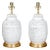 1920s White Porcelain Asian Vases with Geometric Décor Made into Table Lamps - a Pair For Sale