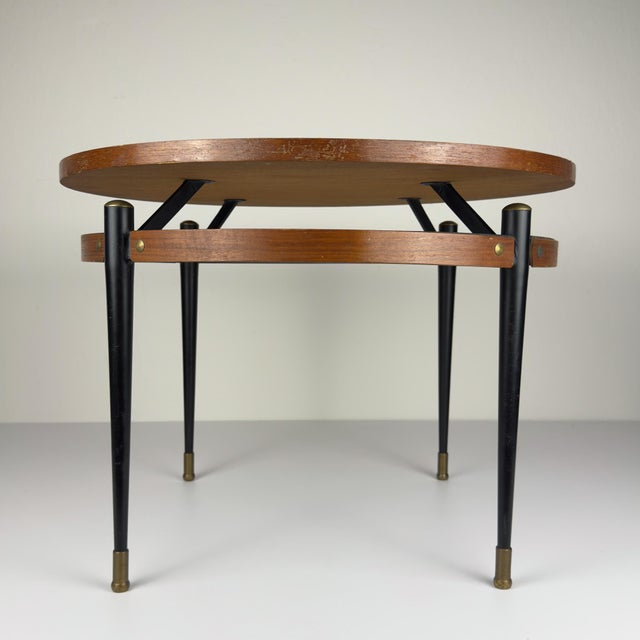 Vintage Italian Metal and Teak Coffee Table by Silvio Cavatorta, 1950s For Sale - Image 9 of 18