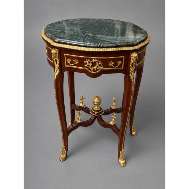 1960s French Louis XVI Mahogany Marble Side Table-1 Pc For Sale - Image 6 of 11