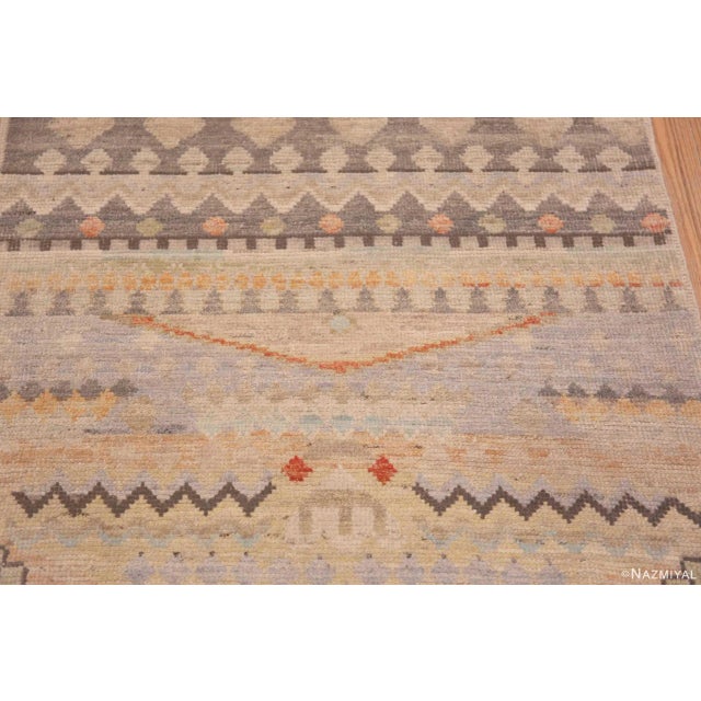 Artistic Tribal Geometric Design Modern Hallway Runner Rug For Sale - Image 4 of 6