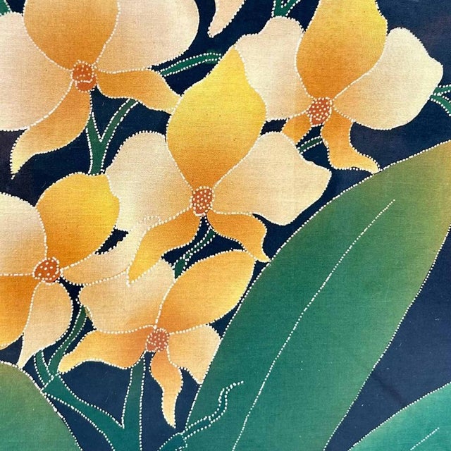 Mid-Century Modern Yūzen Flower Decoration on Silk, Japan, 1950s For Sale - Image 3 of 14