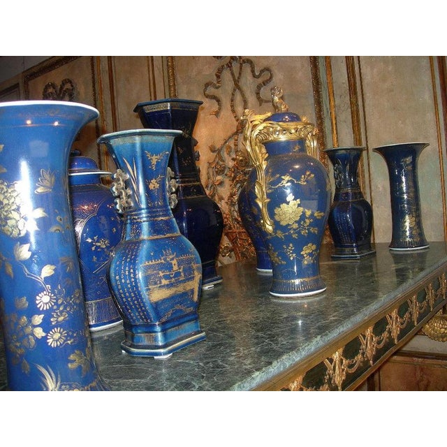 Chinese Powder-Blue Gilt-Decorated Jars, 18th Century, Set of 2 For Sale - Image 13 of 14