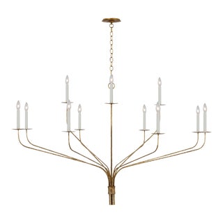 Ian K. Fowler for Visual Comfort Signature Belfair Grande Two-Tier Chandelier in Gilded Iron For Sale