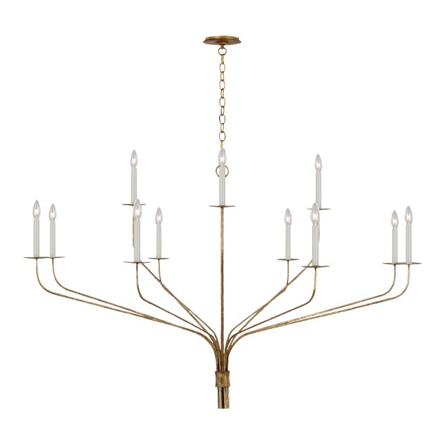 Ian K. Fowler for Visual Comfort Signature Belfair Grande Two-Tier Chandelier in Gilded Iron For Sale