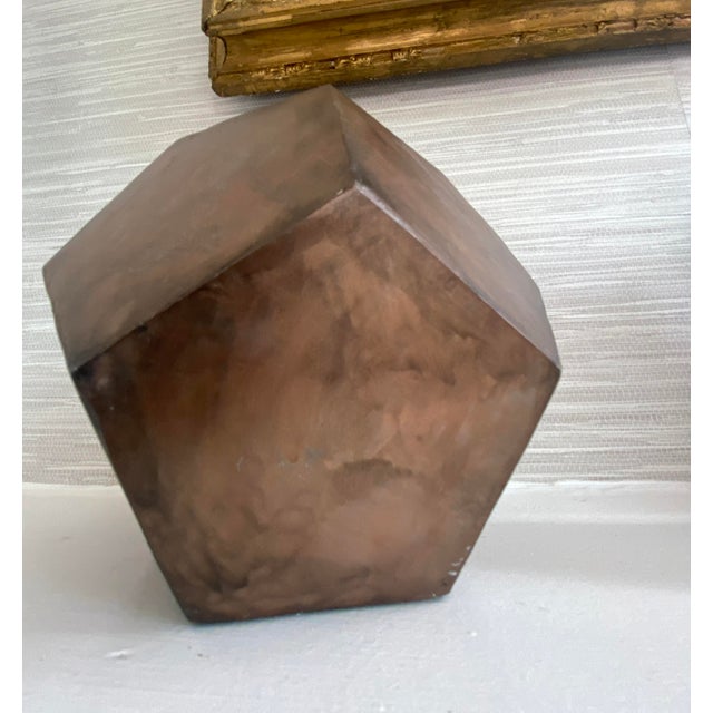 Brutalist Sculptural Object Vintage Aged Hexagonal Orb (Aged Copper) For Sale - Image 3 of 5