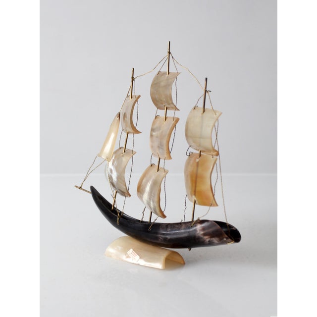 Mid 20th Century Mid-Century Italian Genuine Horn Ship Model For Sale - Image 5 of 13
