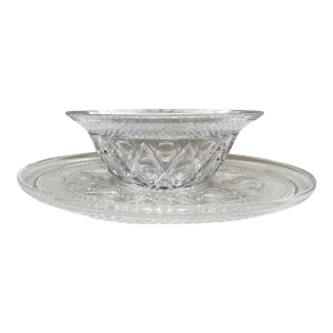 1940s Imperial Glass Company “Cape Cod” Salad Bowl & Sandwich Platter Set- 2 Pieces