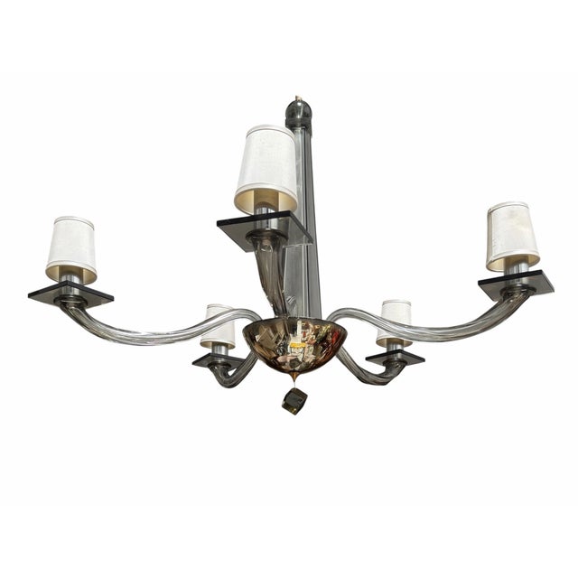Donghia Donghia Stellare Smoked Murano Glass 5 Arm Chandelier For Sale - Image 4 of 6
