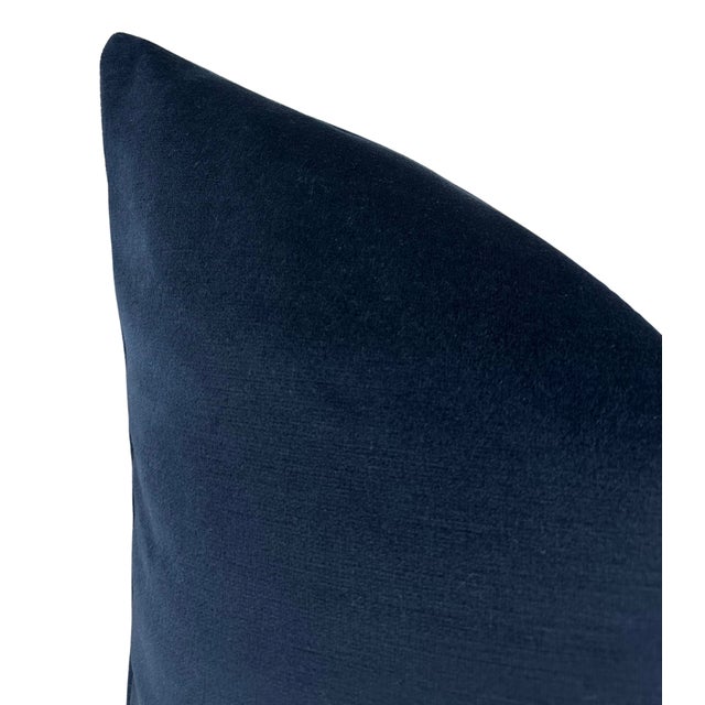 Modern Navy Blue Velvet Pillow Cover For Sale - Image 3 of 4
