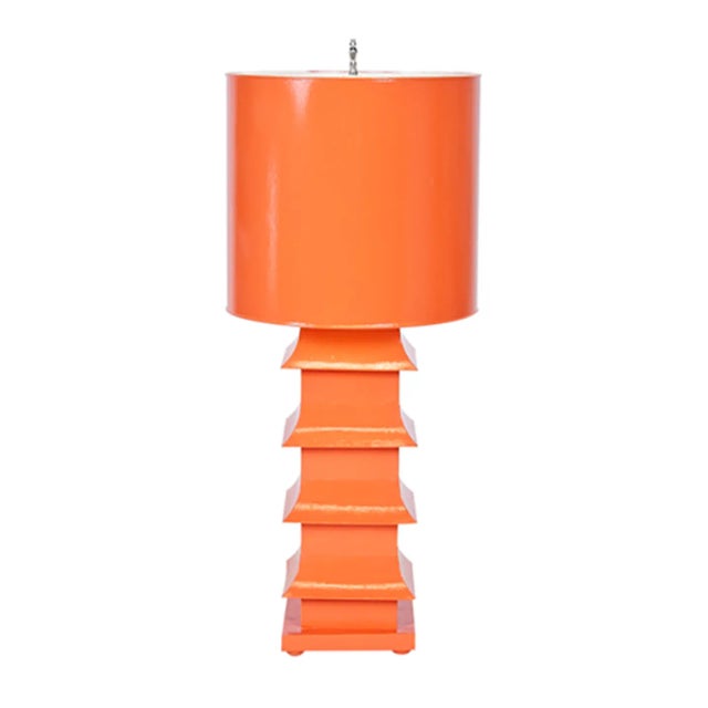 New item. Not vintage. Tiered and towering with four elegant eaves, our large, white Pagoda-style lamp is a study in...