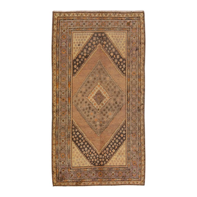 Antique Khotan Handmade Tan Medallion Wool Rug For Sale