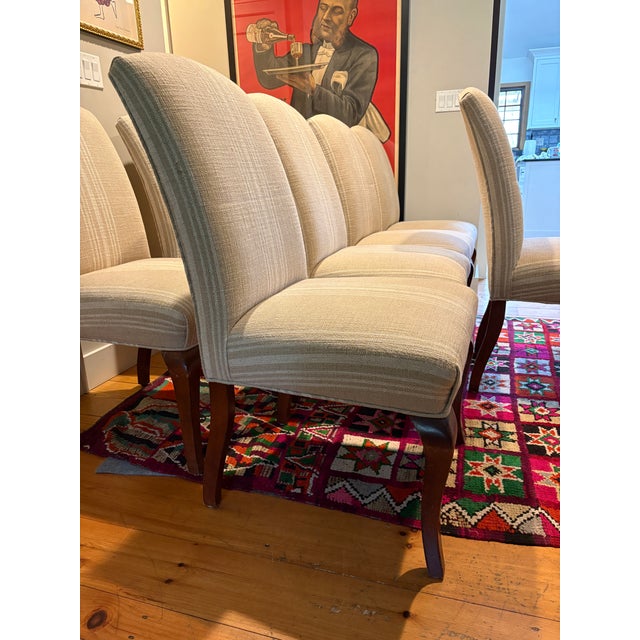 Tan Set of 8 French Upholstered Dining Chairs For Sale - Image 8 of 11