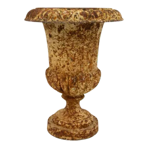 Single Rusty Cast Iron Urn, French Early 20th Century