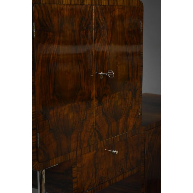 Art Deco Asymmetrical Cabinet in Walnut and Chrome, Poland, 1930s For Sale - Image 9 of 13