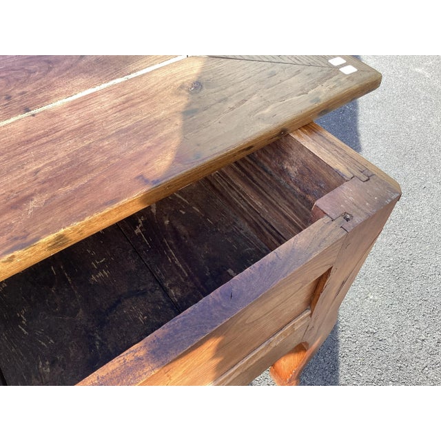 French Chestnut Farmhouse Coffee Table W/Storage For Sale - Image 4 of 11