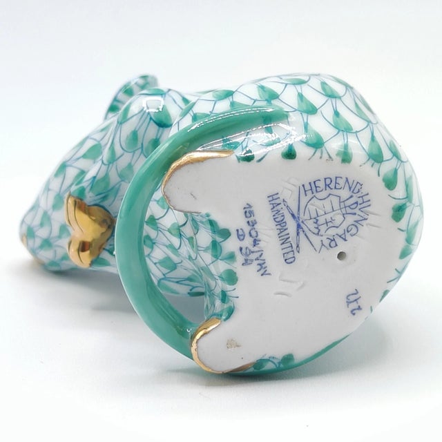 Mid-Century Modern Vintage Herend Green Fishnet 2.25" Mouse Porcelain Figurine For Sale - Image 3 of 5
