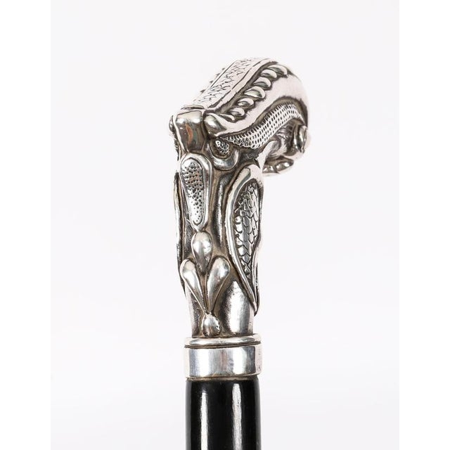 Antique French Art Nouveau Silver Walking Cane Stick, 1800s For Sale - Image 9 of 13