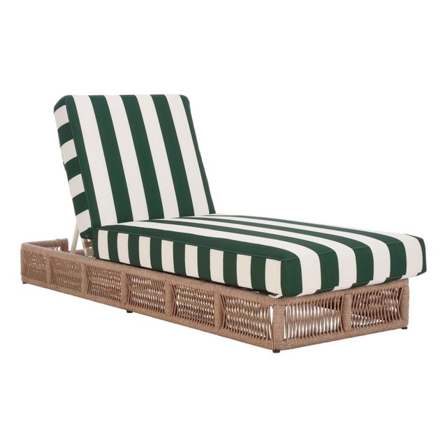 Gillian Chaise Lounge, Heather Tan/Hunter Green Stripe For Sale