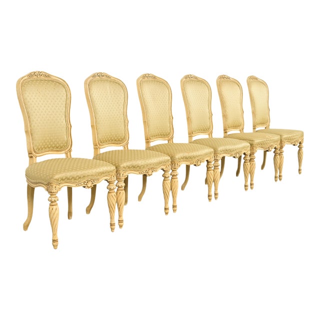 Karges French Regency Louis XVI Cream Lacquered Dining Chairs, Set of Six For Sale