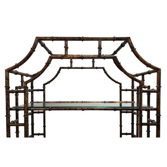 Gold Hollywood Regency Faux Bamboo Etagere For Sale - Image 8 of 8