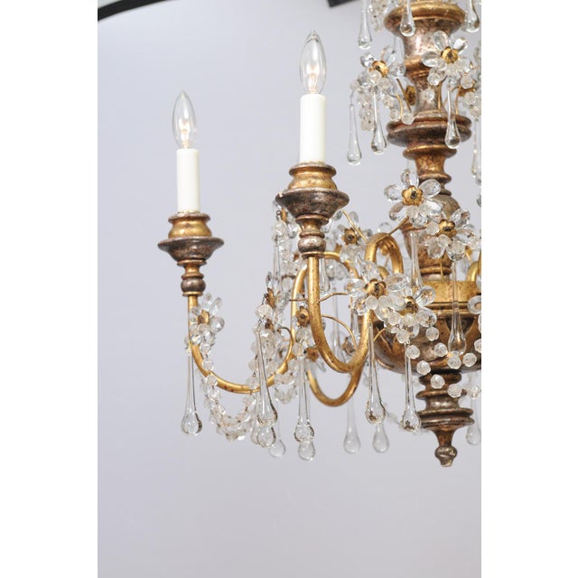 1930s Genovese Two-Tone Giltwood & Crystal Chandelier, Italy For Sale - Image 4 of 17