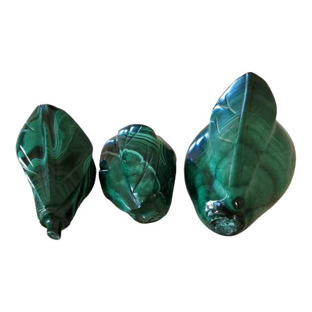 Malachite Carved & Polished Stones - Set of 3 For Sale