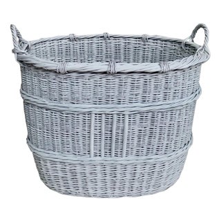 Large Handwoven English Willow Log and Storage Basket, 1920 For Sale