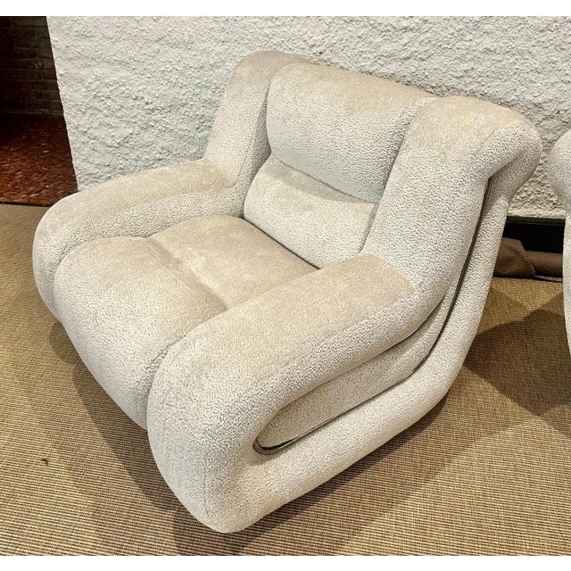 Adriano piazzesi armchair Completely reupholstered with an Italian cream-white velvet fabric Foam also renovated new This...