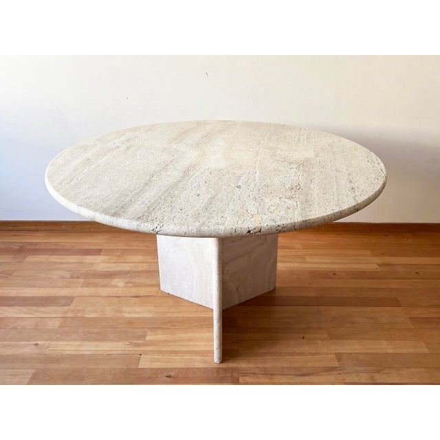 Postmodern Off White Marble Dining Table with Pedestal Base, 1970s For Sale - Image 11 of 11