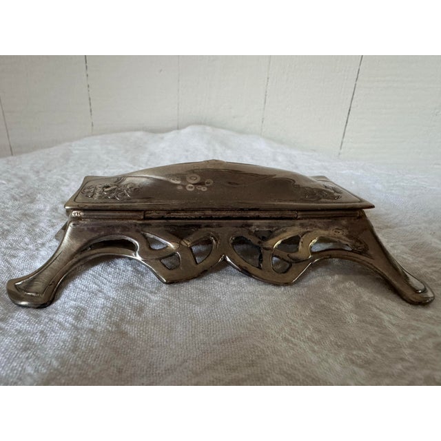 WMF Württembergische Metallwarenfabrik Antique Art Nouveau Silver Plated Stamp Box For Sale - Image 4 of 12