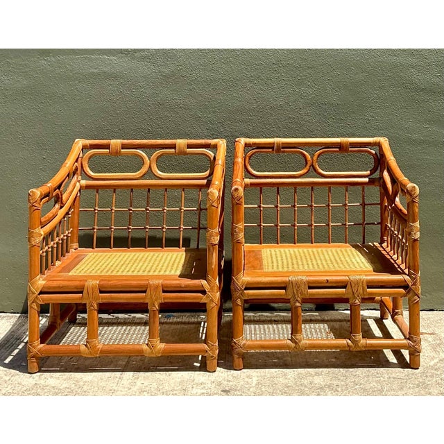 Vintage Loop Rattan Lounge Chairs - A Pair For Sale - Image 14 of 17