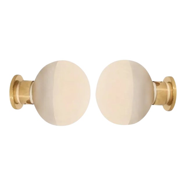 Pair of Vintage Motoko Ishii German Space Age Brass Flushmount or Sconce for Staff For Sale