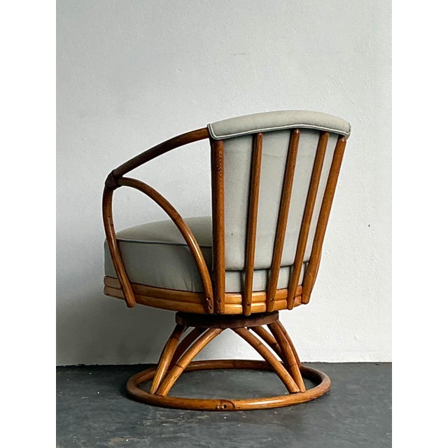 Vintage 1950s Heywood Wakefield Bent Rattan Swivel Chair For Sale In West Palm - Image 6 of 12