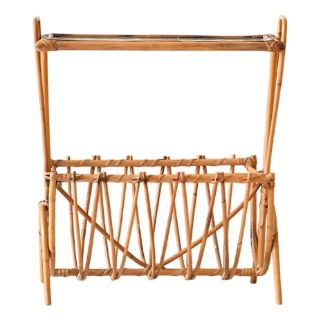 Swedish Bamboo Magazine Holder, 1960s For Sale