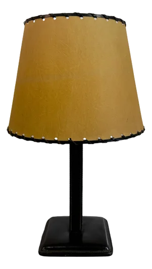 Black Leather Table Lamp in the style of Jacques Adnet, 1960s