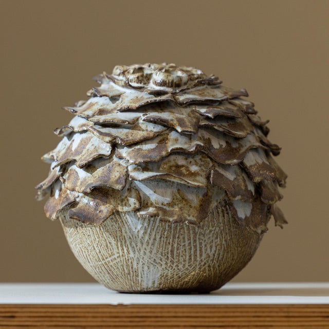 This substantial sculptural stoneware vessel is a quintessential example of the "Artichoke" series by celebrated Northern...